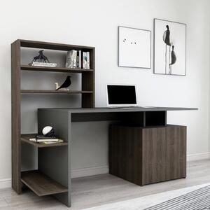 Scrivania moderna attrezzata libreria ufficio 146xH74 cm noce antracite Craft