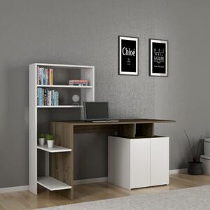 Scrivania moderna attrezzata libreria ufficio 146xH74 cm bianco noce Craft