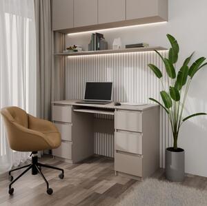 Scrivania moderna estraibile 6 cassetti ufficio 130xH76 cm grigio Detroit