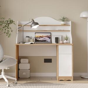 Scrivania attrezzata libreria shabby 117xH125 bianco rovere Provence