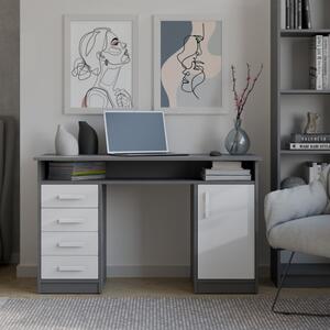 Scrivania moderna 4 cassetti 1 anta 125xH75 bianco antracite Tomas