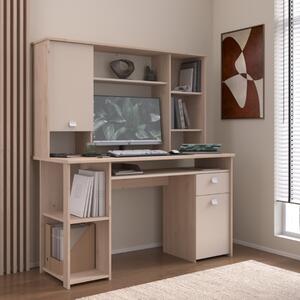 Scrivania attrezzata libreria moderna 138xH148 rovere beige Duna