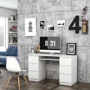Scrivania moderna estraibile 6 cassetti ufficio 130xH76 cm bianco Detroit