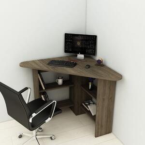 Scrivania moderna angolare 80xH74cm ripiani noce Logic