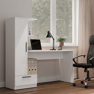 Scrivania moderna attrezzata armadietto con libreria ufficio 115xH140 cm bianco Carmen