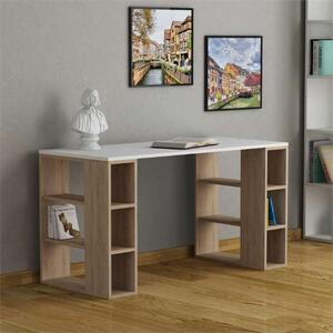 Scrivania moderna attrezzata libreria ufficio 140xH75 bianco rovere Penny