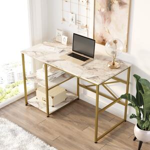 Scrivania consolle moderna ufficio 120xH75 cm industrial marmo bianco oro Victoria-S