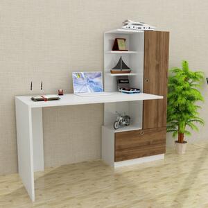 Scrivania moderna attrezzata libreria ufficio 150xH120 cm bianco noce Concept-D
