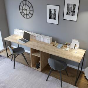Scrivania doppia moderna 240xH74 cm libreria rovere Studio