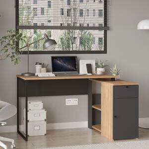 Scrivania angolare moderna ufficio 130xH73 rovere antracite Viso