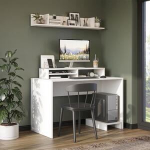 Scrivania moderna attrezzata ripiani 120 cm bianco Eclisse