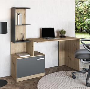 Scrivania moderna attrezzata libreria moderna 120xH75 ufficio antracite rovere Nico