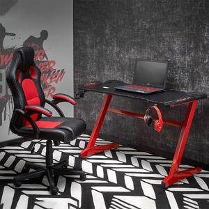 Scrivania gaming moderna 122x74 cm luci led nero rosso Asabi