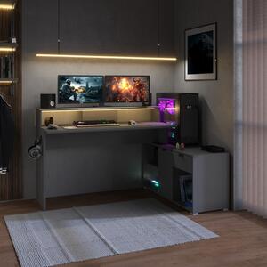 Scrivania moderna gaming led angolare 134xH94 cm antracite Auralis