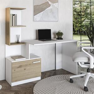 Scrivania moderna attrezzata libreria moderna 120xH75 ufficio bianco rovere Nico