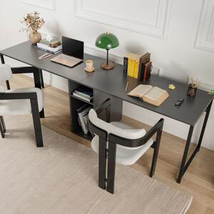 Scrivania doppia moderna 240xH74 cm libreria antracite nero Center