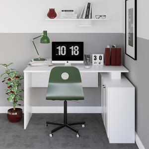 Scrivania moderna angolare attrezzata ufficio ante 130cm bianco System
