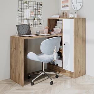Scrivania moderna libreria attrezzata 110xH106 cm rovere bianco Trama