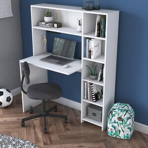 Scrivania moderna attrezzata libreria 113xH142cm bianco Draft