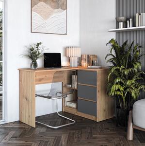 Scrivania angolare moderna 3 cassetti 124xH76 rovere antracite Cima
