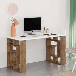 Scrivania moderna attrezzata libreria ufficio 137xH75 bianco quercia Maze