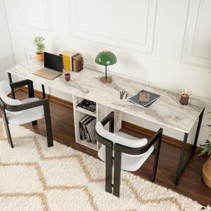 Scrivania doppia moderna 240xH74 cm libreria marmo nero Center