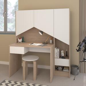 Scrivania moderna attrezzata armadio 132 cm rovere bianco Eliseo