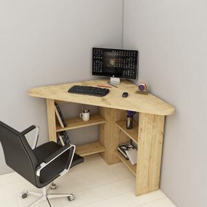 Scrivania moderna angolare 80xH74cm ripiani rovere Logic