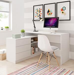 Scrivania angolare moderna138x110cm ufficio bianco opaco Nia