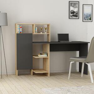 Scrivania moderna attrezzata libreria ufficio 136xH112 cm rovere antracite Orbit