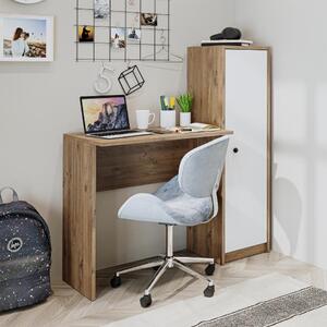 Scrivania moderna mobile libreria attrezzata 110xH120 cm rovere bianco Tela