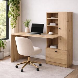Scrivania parete attrezzata moderna design 150xH120 rovere Hugo