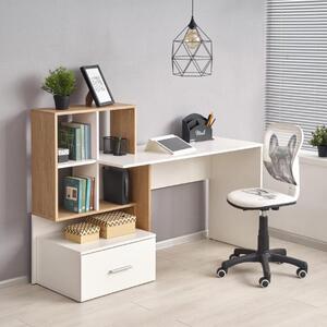 Scrivania ufficio libreria 149/50 moderna bianco rovere Jave