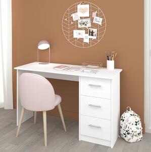 Scrivania ufficio moderna design 3 cassetti L121xP55 cm bianco Vektor