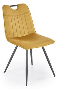 Sedia da pranzo moderna imbottita in velluto giallo senape Jessica