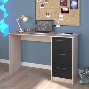 Scrivania ufficio moderna design 3 cassetti L121xP55 cm rovere nero Vektor