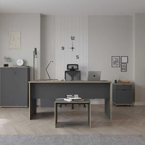 Scrivania ufficio moderna angolare 160x144 cm passacavi rovere antracite Laptop