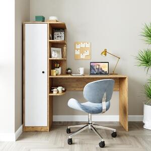 Scrivania moderna ufficio libreria attrezzata 143xH143 cm rovere bianco Vision-S