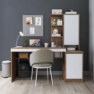 Scrivania moderna ufficio libreria attrezzata 160xH160 cm rovere bianco Musa-D