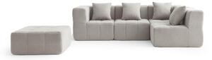 MILYSOFA SOFABULOUS: divano ad angolo modulare a 4 posti con chaise longue, raffinato tessuto a ricami, beige pietra