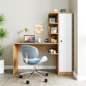 Scrivania moderna ufficio libreria attrezzata 143xH143 cm rovere bianco Vision-D