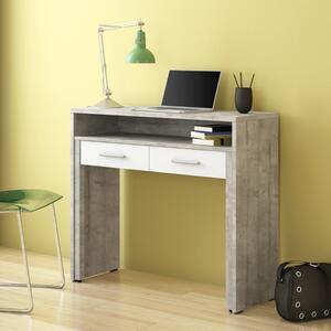 Scrivania salvaspazio moderna ufficio 99xH87 cm estraibile grigio cemento bianco Alim