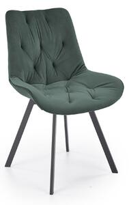 Sedia da pranzo moderna imbottita in velluto verde scuro nero Yaya