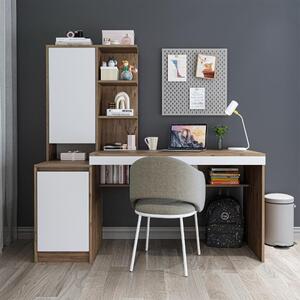Scrivania moderna ufficio libreria attrezzata 160xH160 cm rovere bianco Musa-S