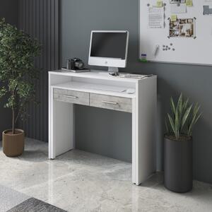 Scrivania salvaspazio moderna ufficio 99xH87 cm estraibile bianco grigio cemento Alim