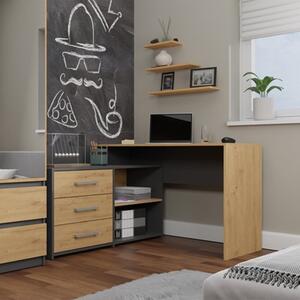Scrivania ufficio angolare salvaspazio 120x120cm rovere oldwook antracite Utah