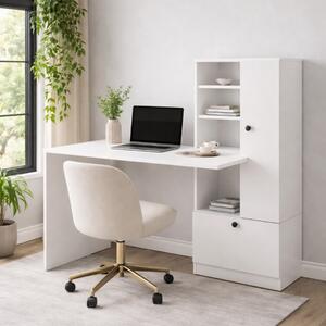 Scrivania parete attrezzata moderna design 150xH120 bianco Hugo