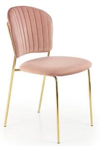 Sedia moderna da pranzo velluto rosa oro Luxor