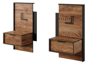 Set 2 comodini moderni 49xH102 con led design quercia antracite Althea