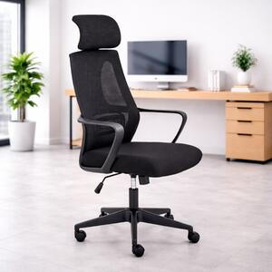 Sedia ufficio girevole con braccioli regolabile ergonomica nero Licante